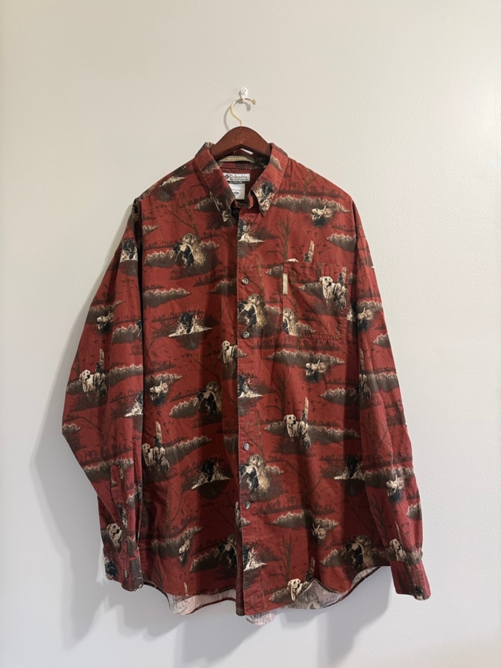 Columbia River Lodge Duck Hunt Patterned Button-Down Shirt